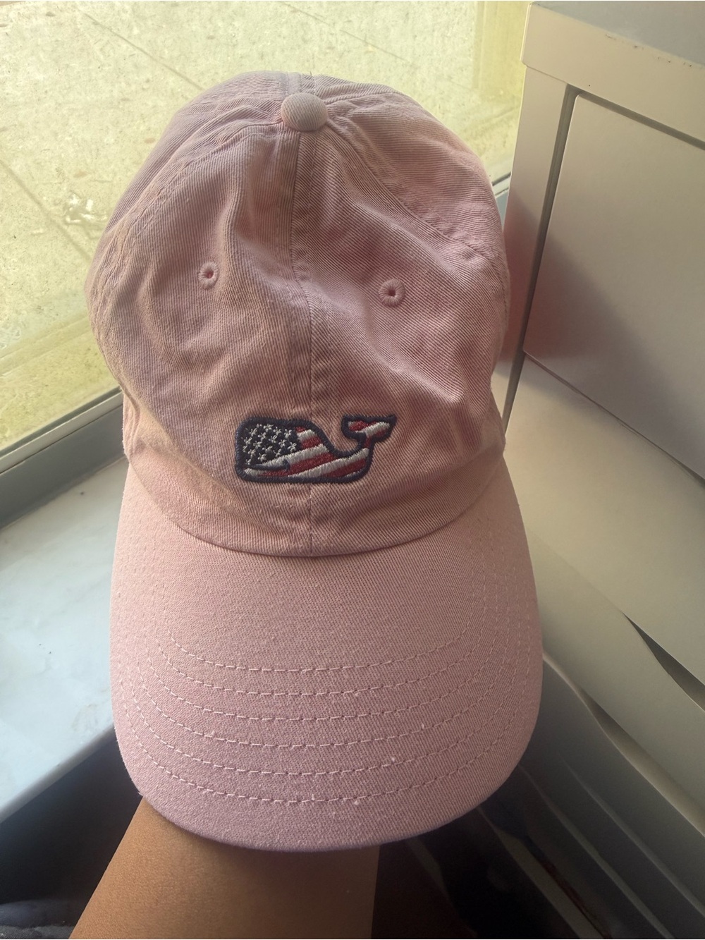 Pink Vineyard Baseball Cap with Whale Patch